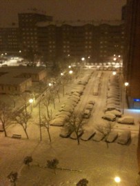 Vitoria nevada desde la ventana de la sala